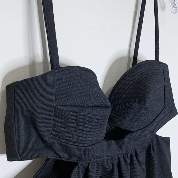 NEW Adriana Degreas Matelasse Cotton Blend Long Dress (Sz S) Cut Out Black - Picture 6 of 16